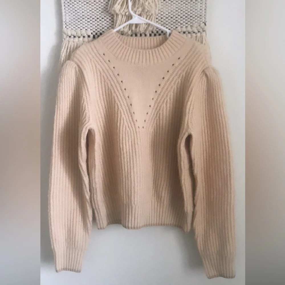 Scotch & Soda Puff Sleeve Ribbed Sweater Wool Alpaca Blend Long Sleeve XL - Picture 3 of 9